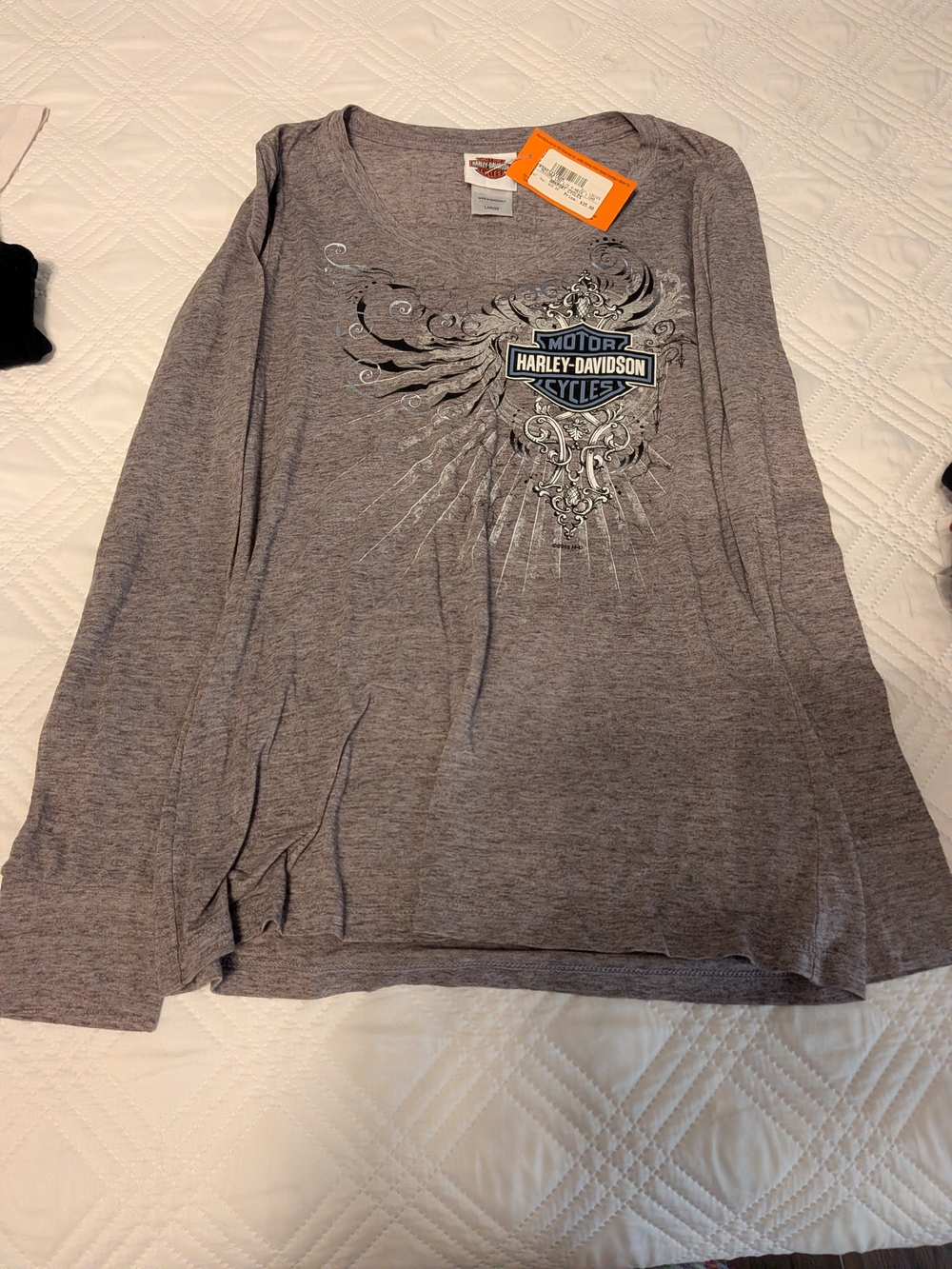 Harley-Davidson Women's Gray Long-Sleeve Graphic Top